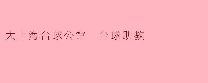 大上海台球公馆 台球助教